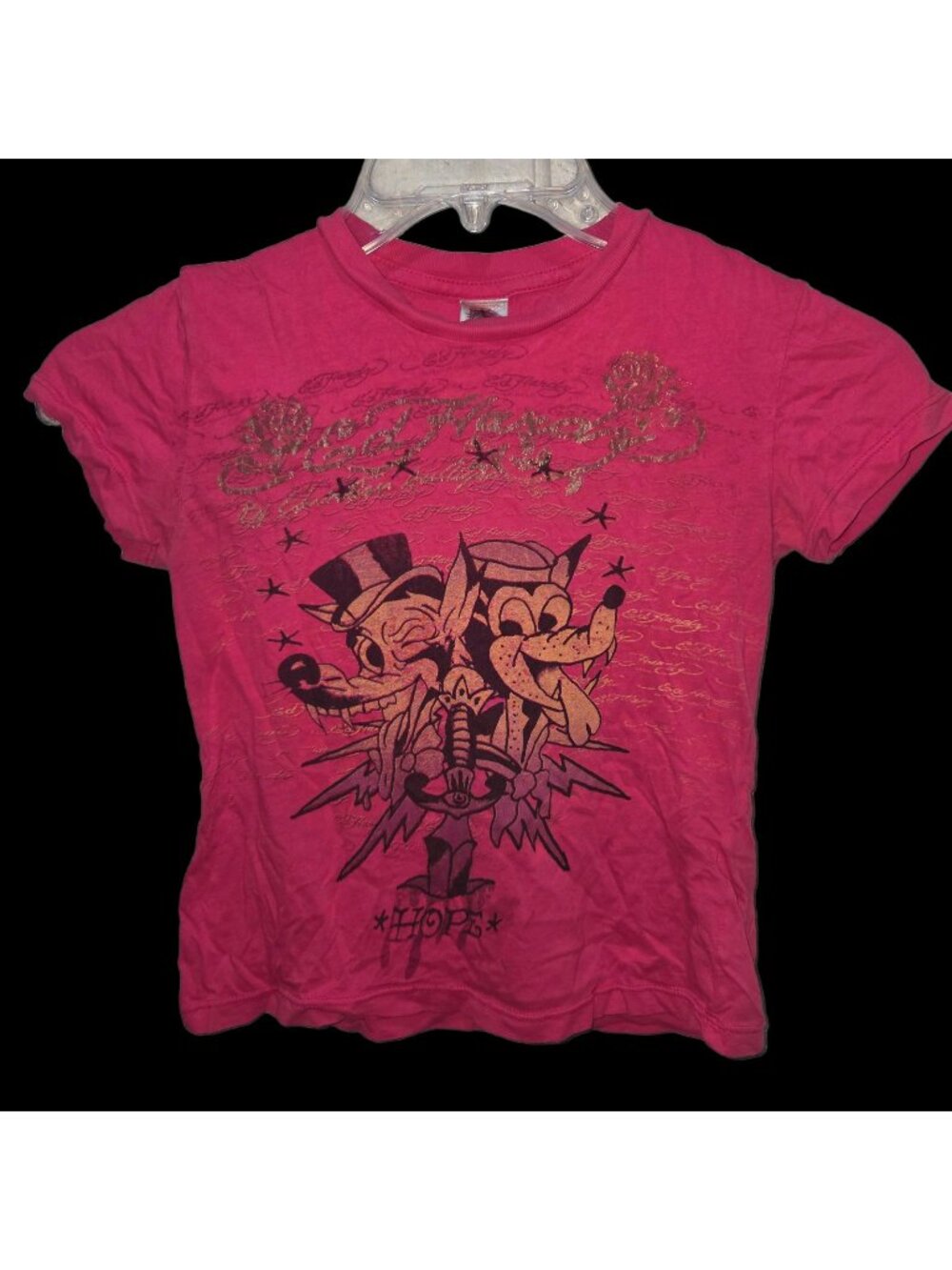 Vtg Y2k Ed Hardy T Shirt Girls 6/7 Grunge Tattoo 90s Wings Skate Emo Biker